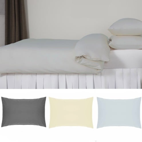 easy care pillowcases available in white, ivory, duck egg and grey