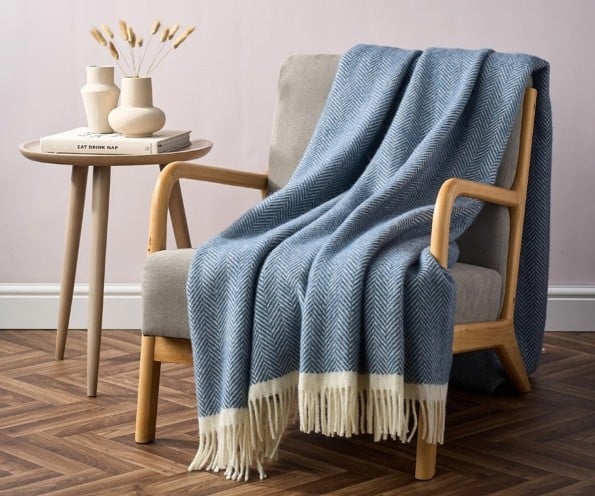 Clifton Herringbone Navy Blankets