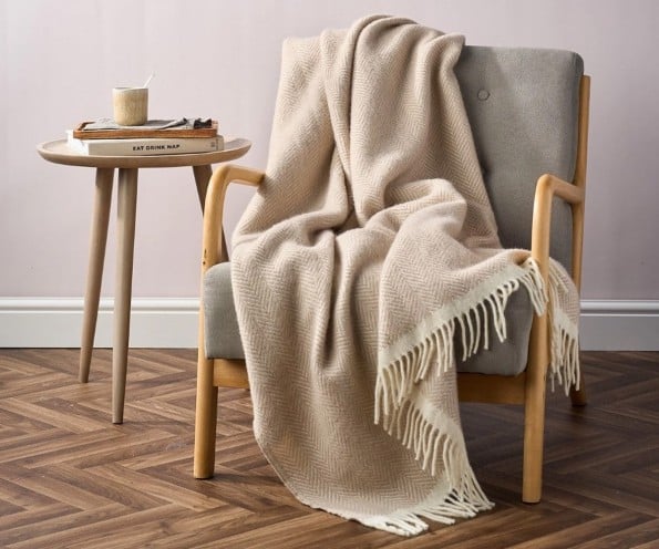 Clifton Herringbone Stone Blankets